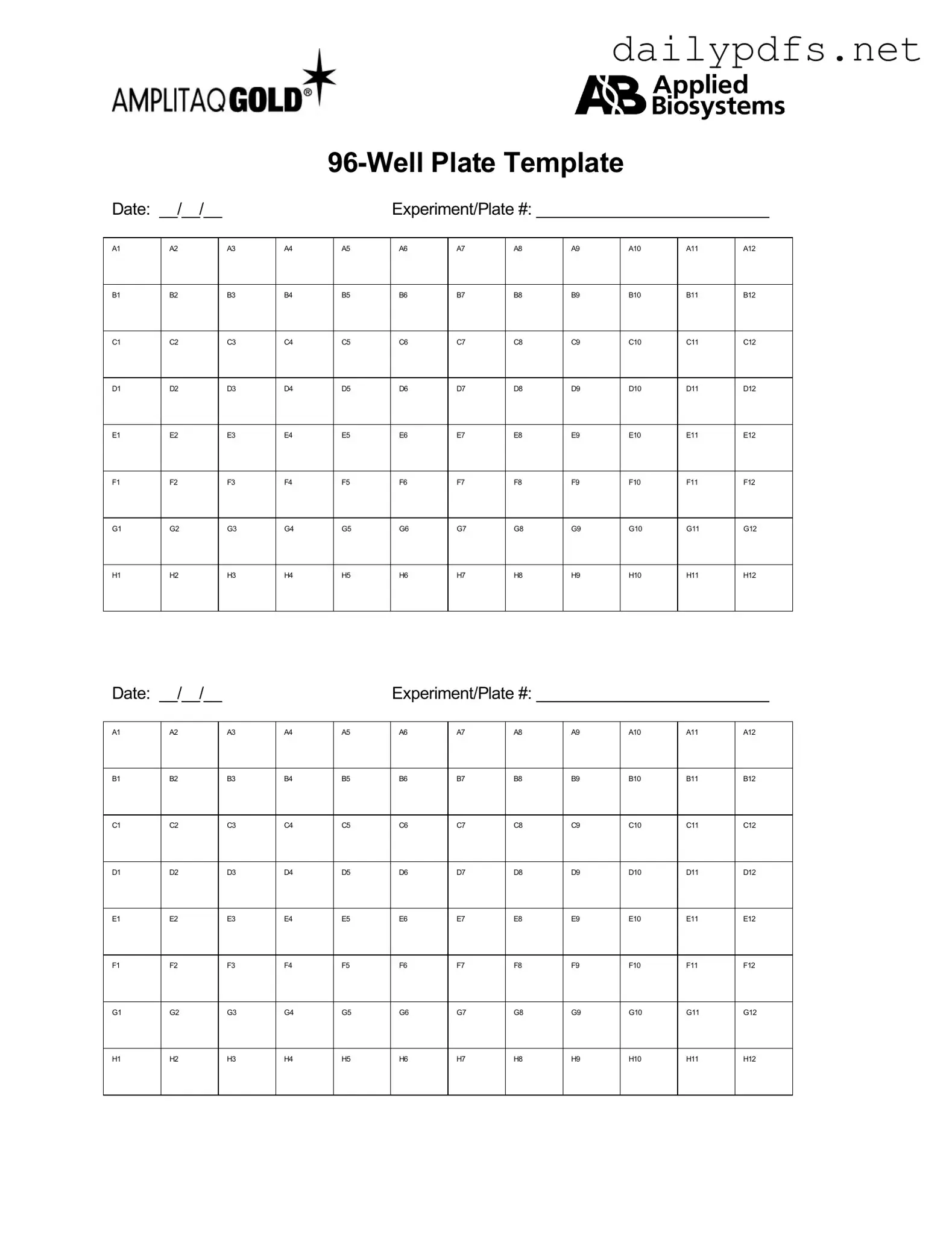 Fill Out Your 96 Well Form