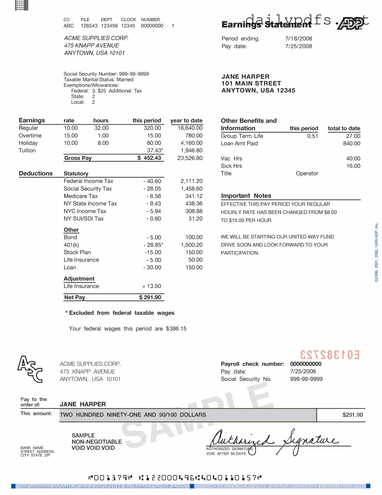 Fill Out Your Adp Pay Stub Form