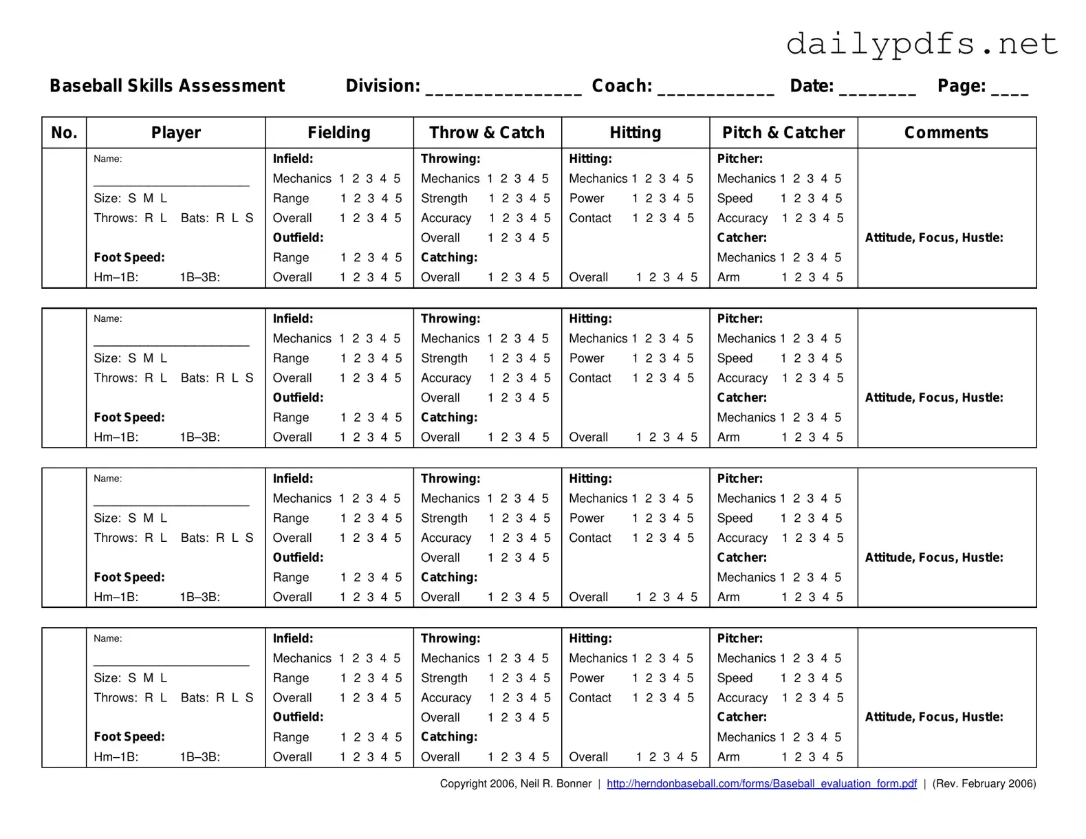 Fill Out Your Baseball Assessment Form