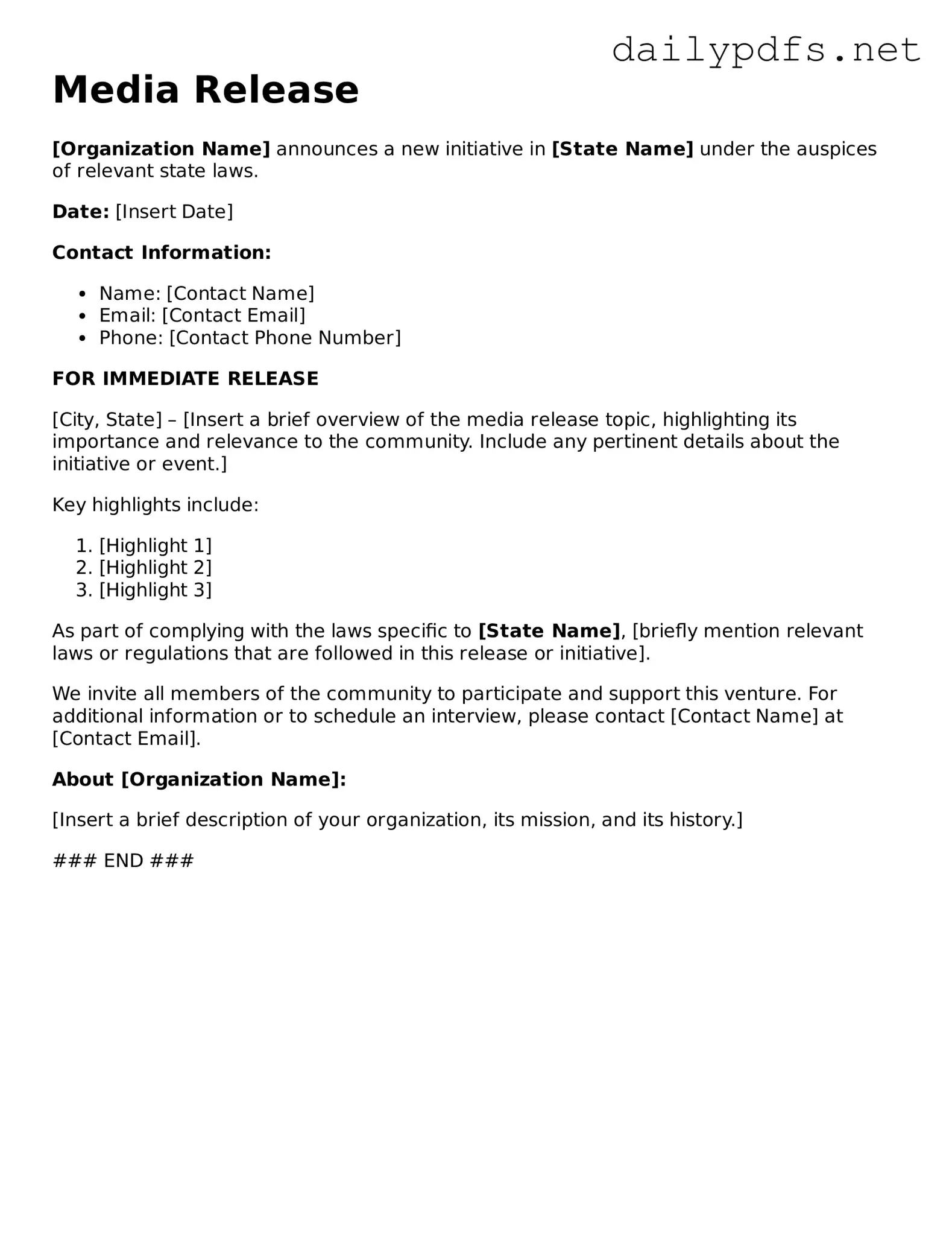 Printable Media Release Document