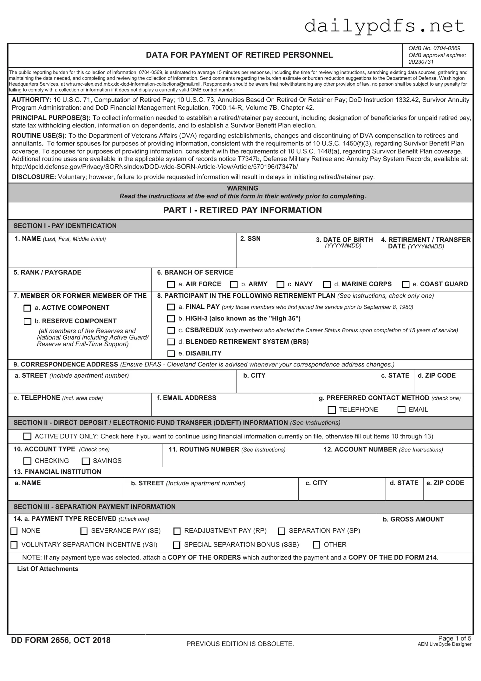 Fill Out Your DD 2656 Form