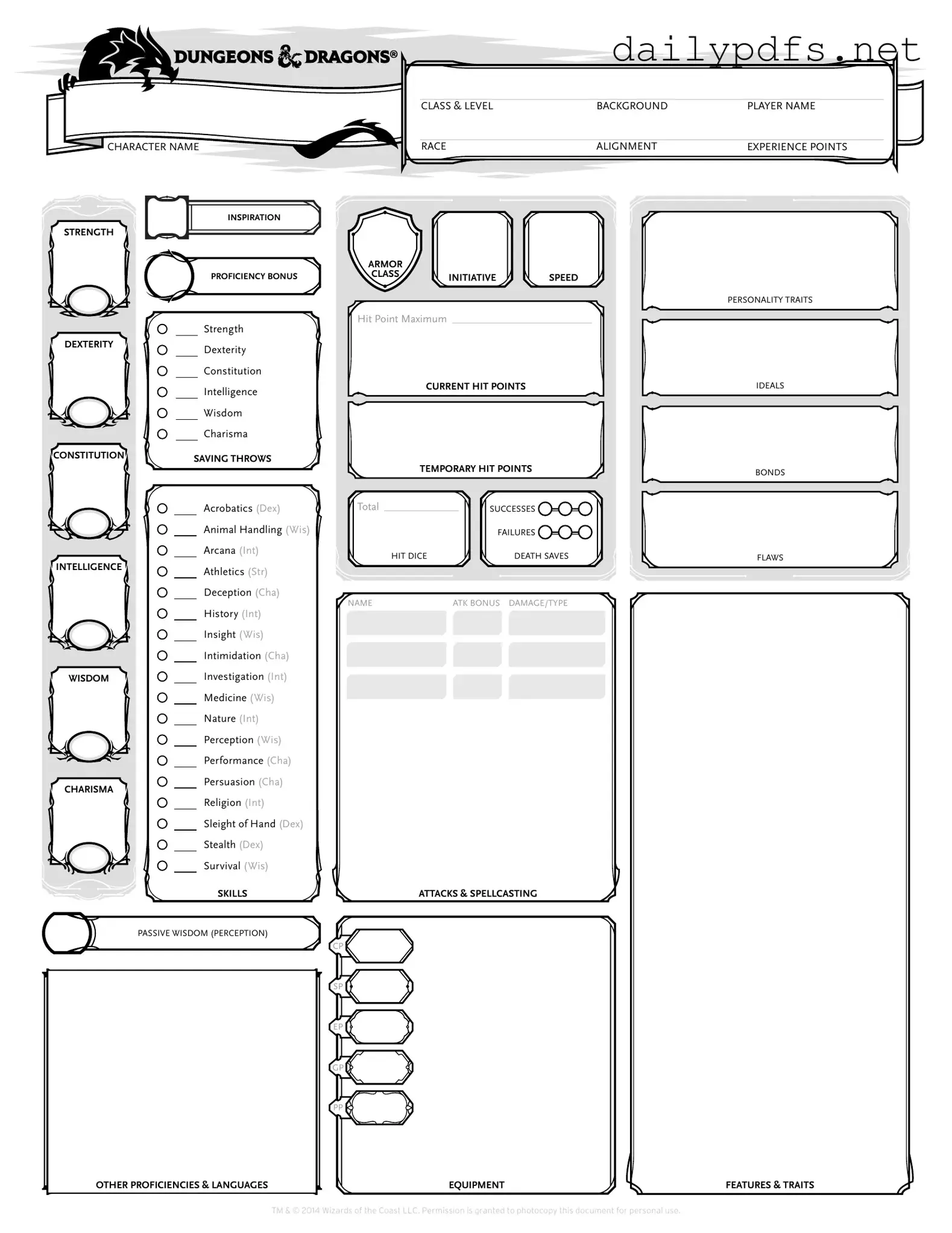 Fill Out Your Dnd Character Sheet Form