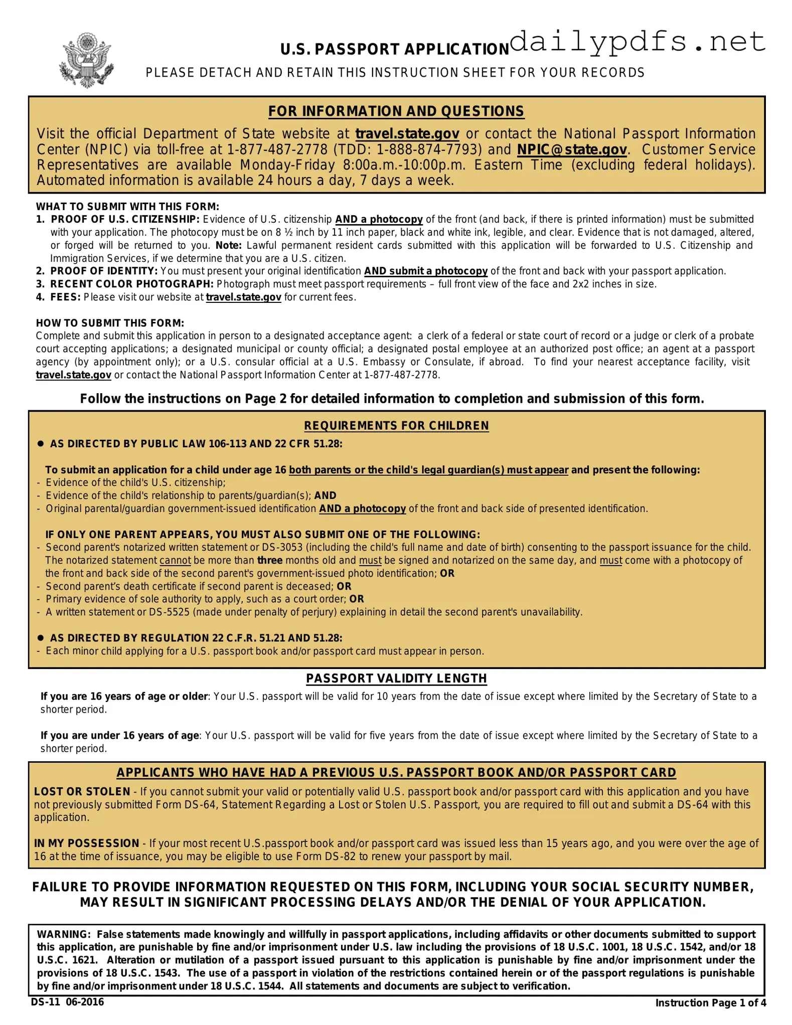 Fill Out Your DS-11 U.S. Passport application Form