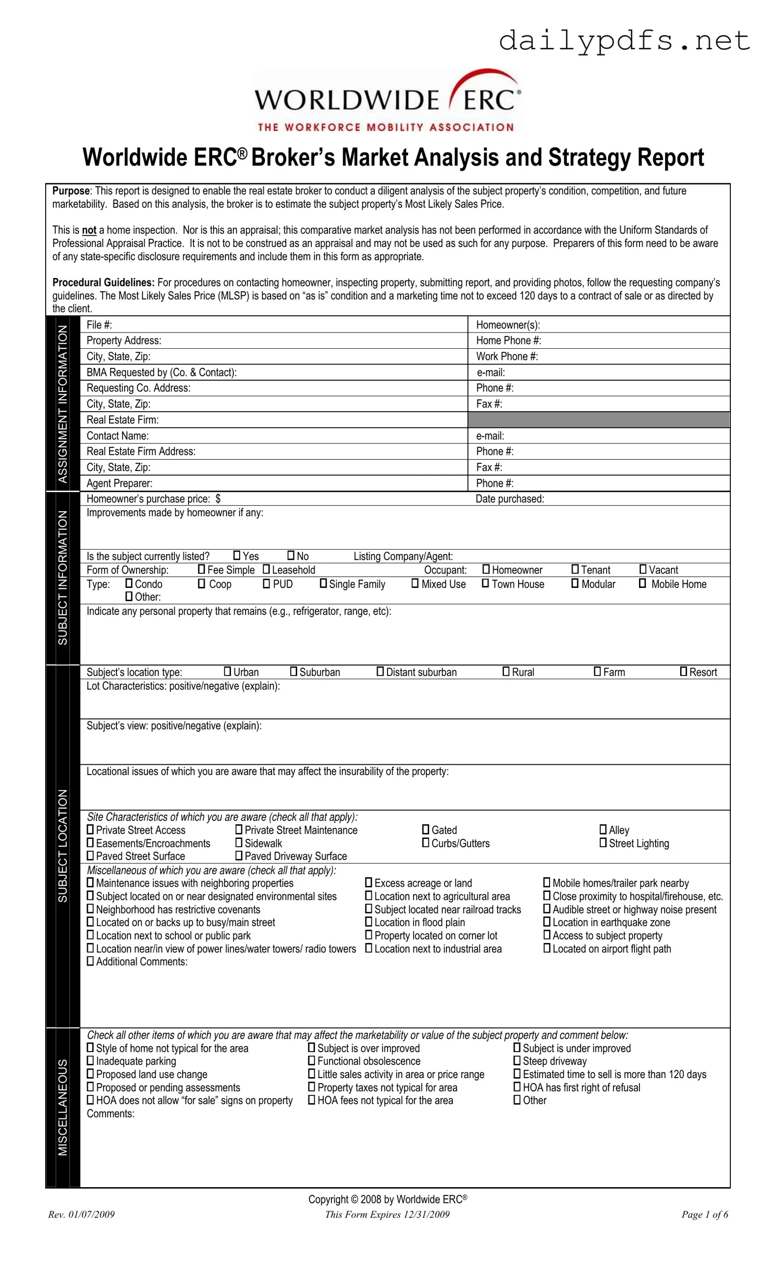Fill Out Your Erc Broker Market Analysis Form