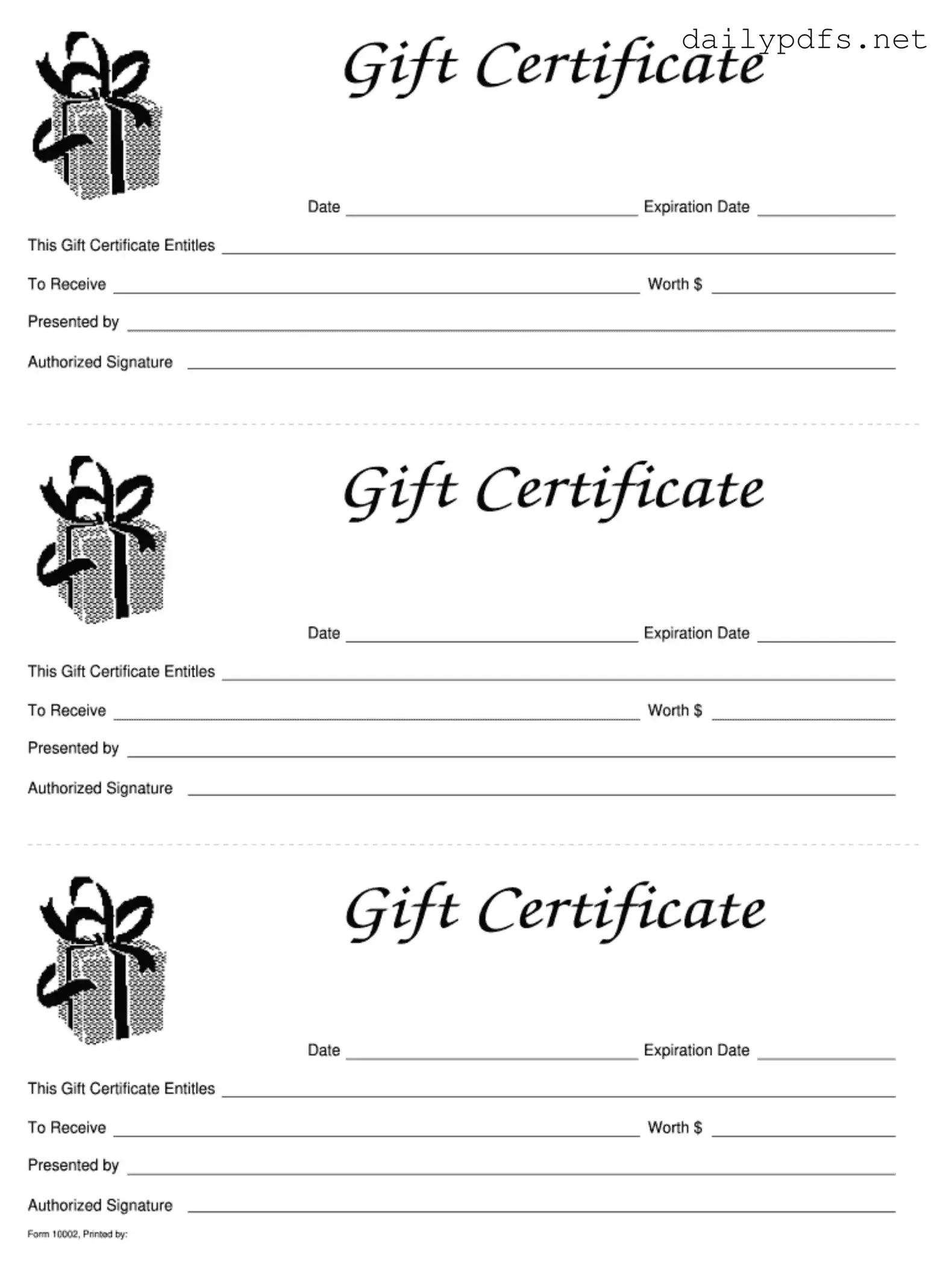 Fill Out Your Gift Certificate Form