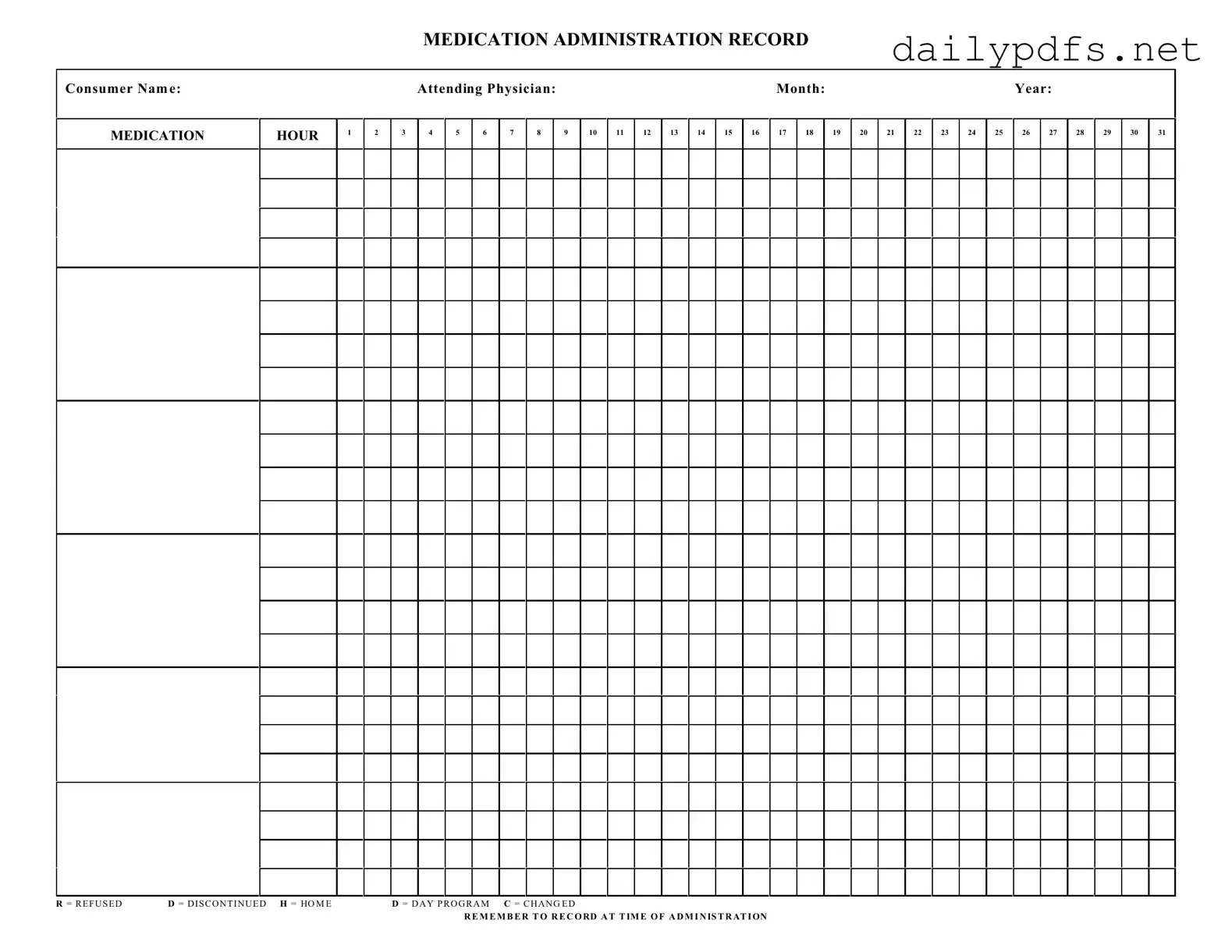 Fill Out Your Medication Administration Record Sheet Form