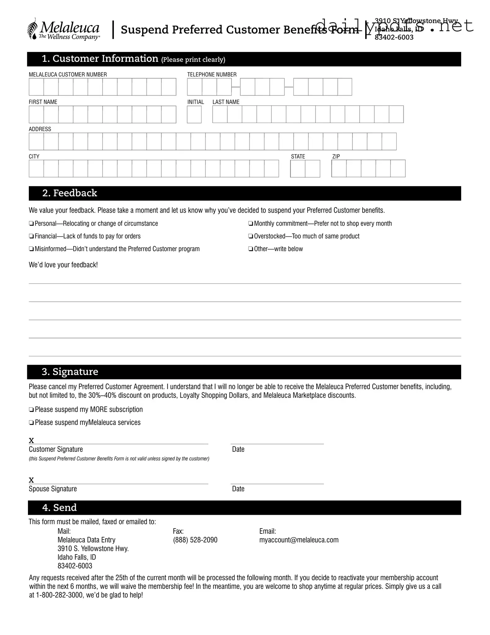Fill Out Your Melaleuca Cancellation Form