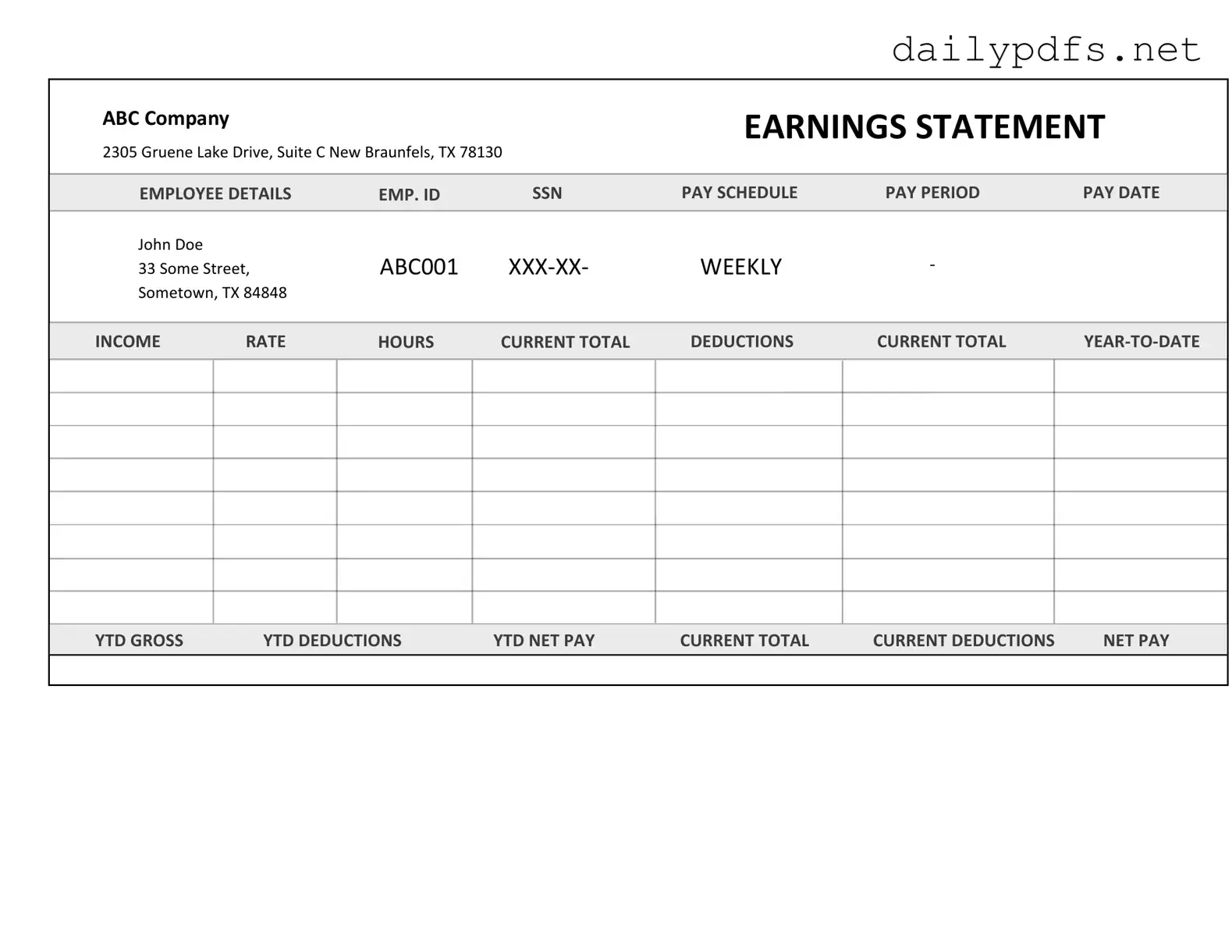 Fill Out Your Independent Contractor Pay Stub Form