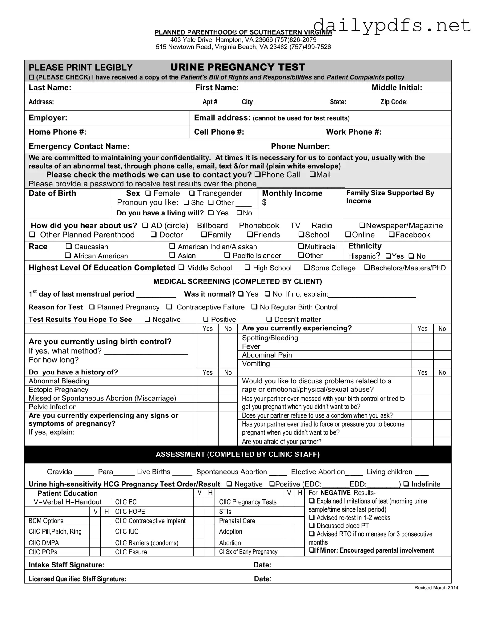 Fill Out Your Planned Parenthood Proof Form