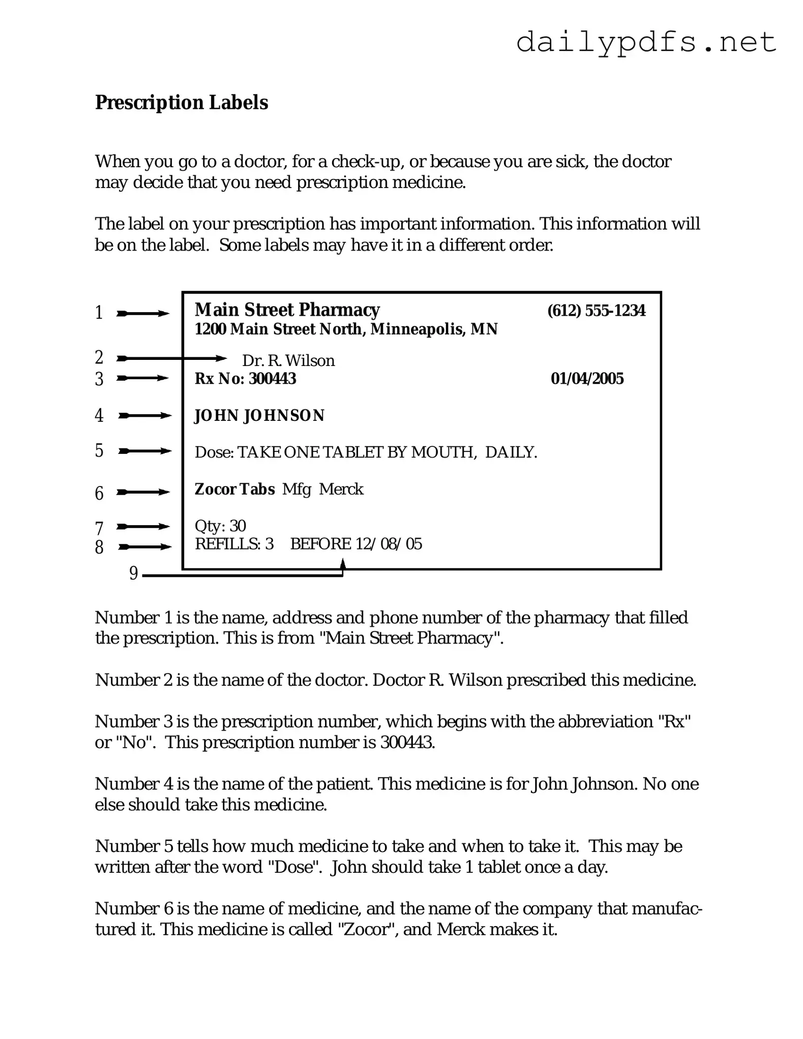Fill Out Your Prescription Label Form