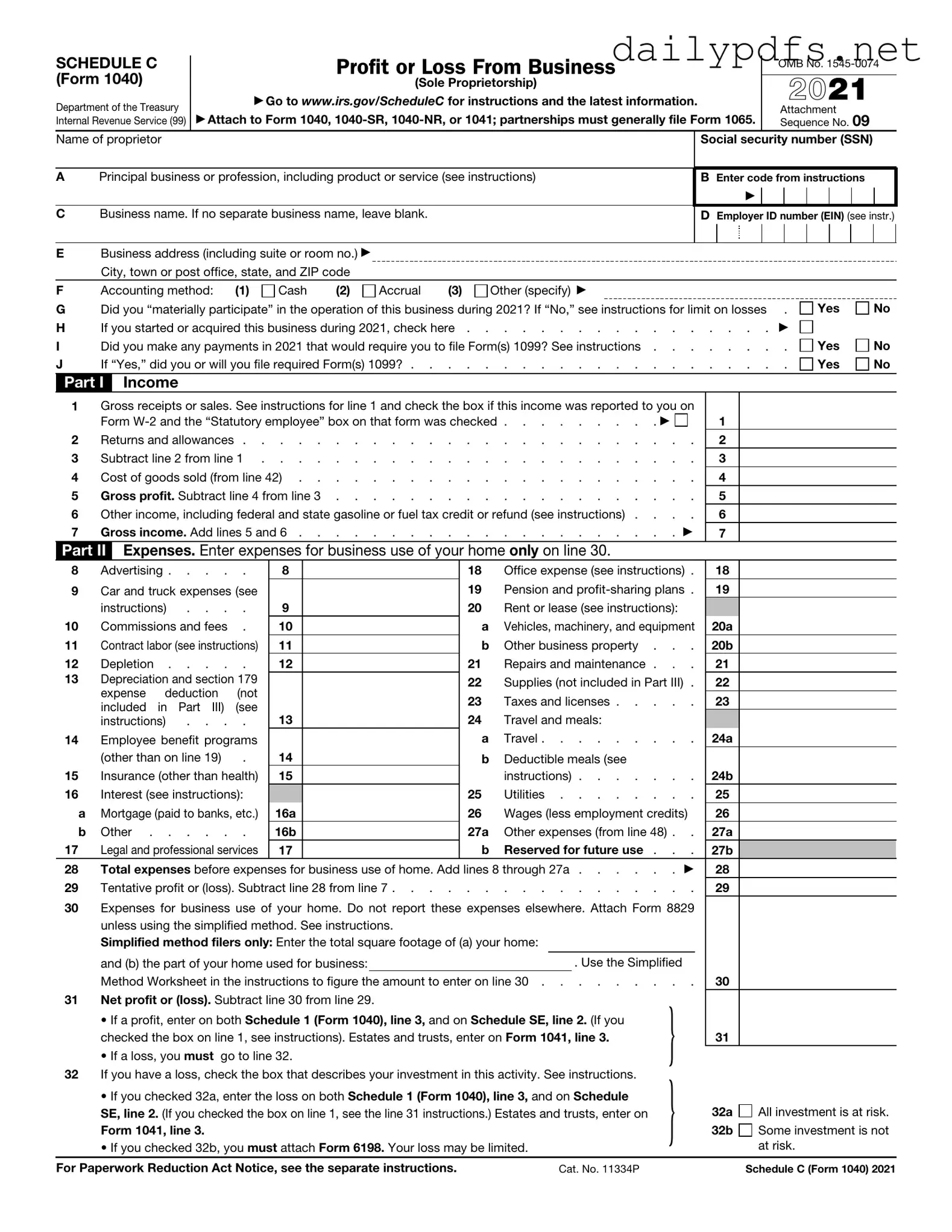 Fill Out Your IRS Schedule C 1040 Form