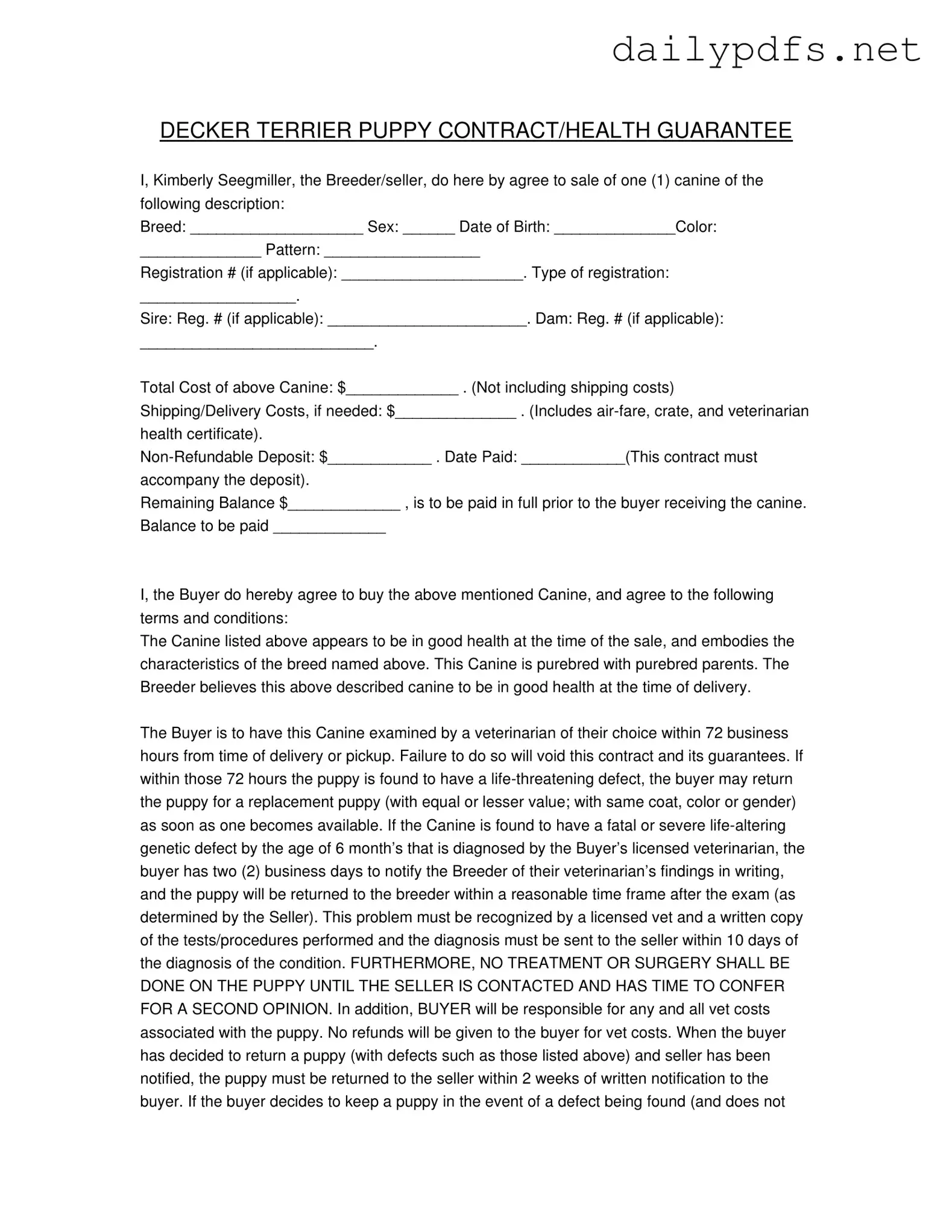 Fill Out Your Health Guarantee Form