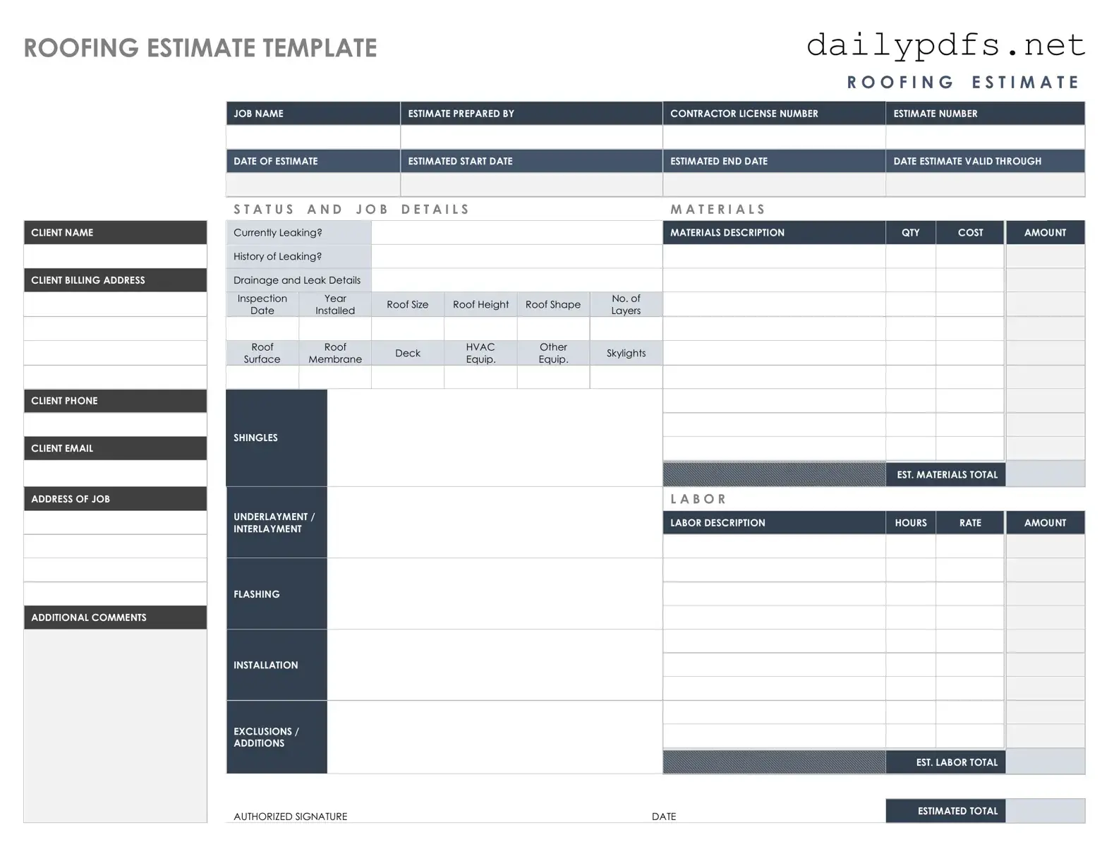 Fill Out Your Roofing Estimate Form