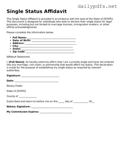 Printable Single Status Affidavit Document