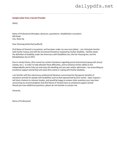 Fill Out Your Emotional Support Animal Letter Form