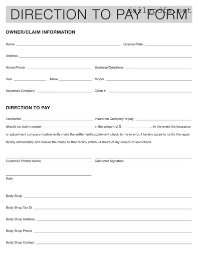 Fill Out Your Authorization And Direction Pay Form