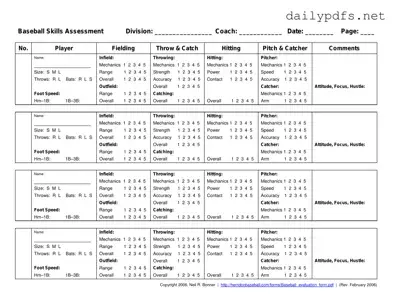 Fill Out Your Baseball Assessment Form