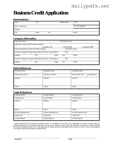 Fill Out Your Business Credit Application Form