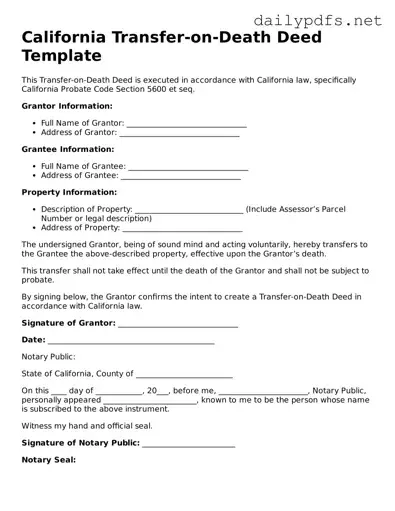 Free  Transfer-on-Death Deed Template for California