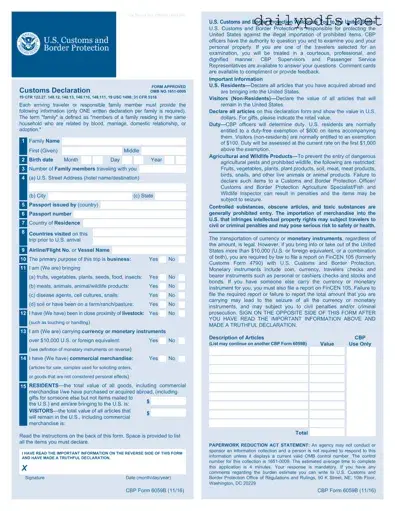 Fill Out Your CBP 6059B Form