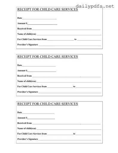 Fill Out Your Childcare Receipt Form