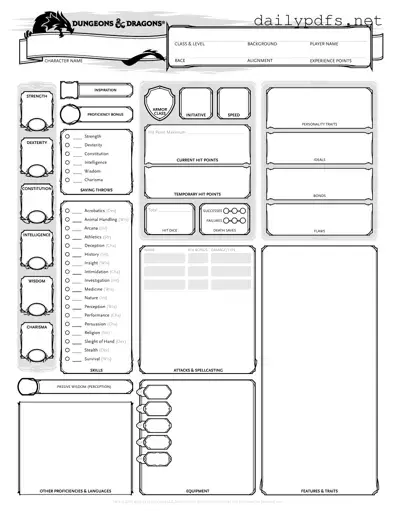 Fill Out Your Dnd Character Sheet Form
