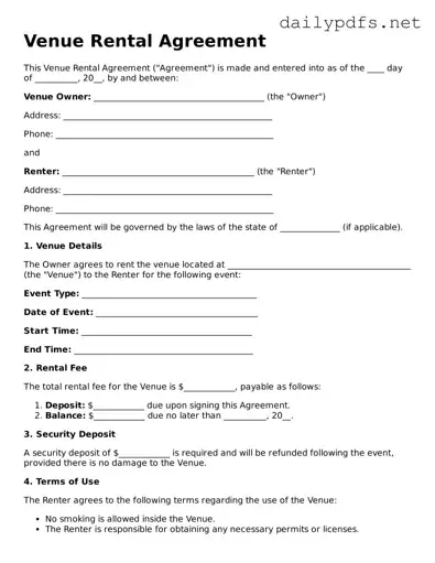 Printable Venue Rental Agreement Document