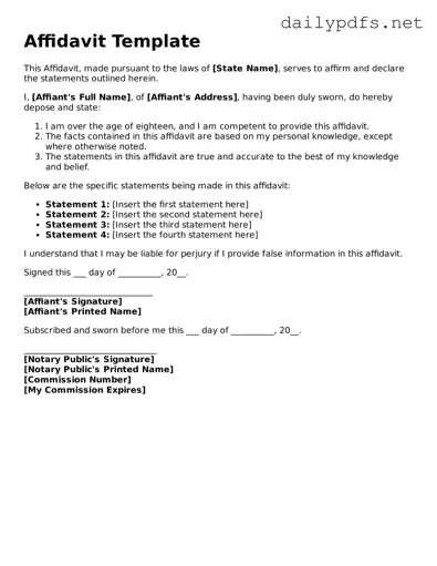 Printable Affidavit Document