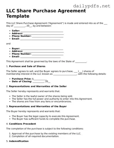 Printable LLC Share Purchase Agreement Document