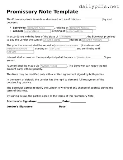 Printable Promissory Note Document