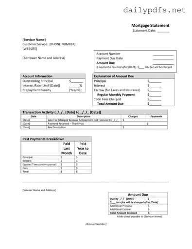 Fill Out Your Mortgage Statement Form