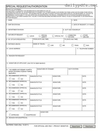Fill Out Your Navpers 1336 3 Form