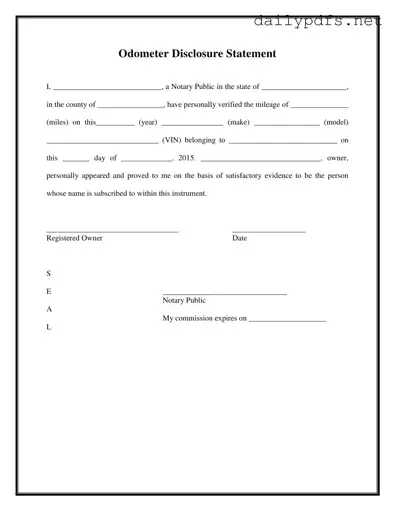 Fill Out Your Notarized Odometer Statement Form