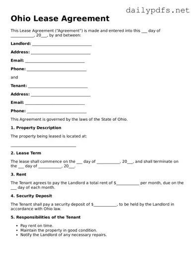 Free  Lease Agreement Template for Ohio