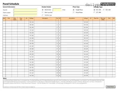 Fill Out Your Electrical Panel Schedule Form