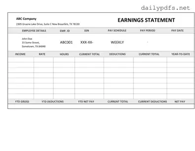 Fill Out Your Independent Contractor Pay Stub Form