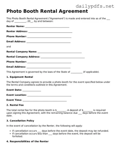 Printable Photo Booth Rental Agreement Document