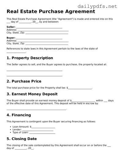 Printable Real Estate Purchase Agreement Document