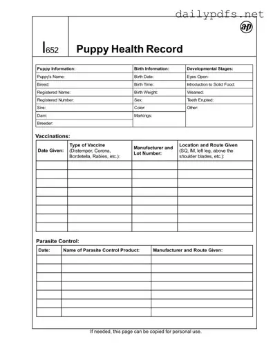 Fill Out Your Puppy Health Record Form