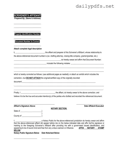 Fill Out Your Scrivener's Affidavit Form