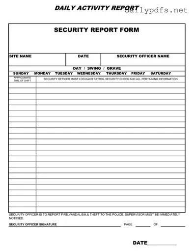 Fill Out Your Security Guard Daily Report Sample Form