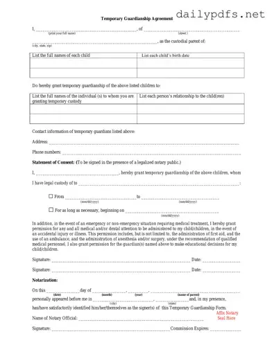 Fill Out Your Temporary Custody Form