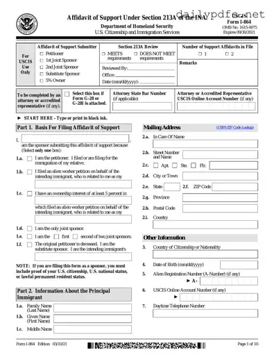 Fill Out Your USCIS I-864 Form