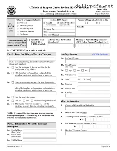 Fill Out Your USCIS I-864 Form
