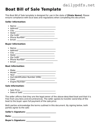 Printable Boat Bill of Sale Document
