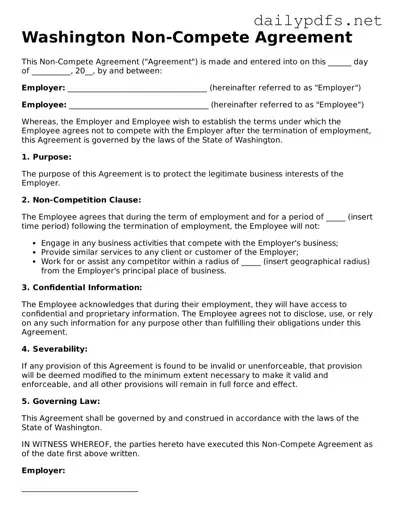 Free  Non-compete Agreement Template for Washington
