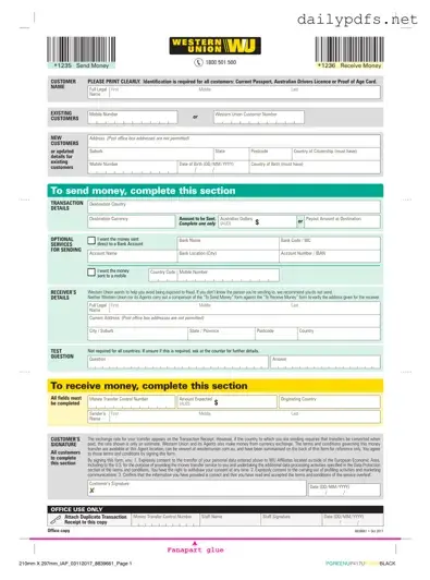 Fill Out Your Western Union Form
