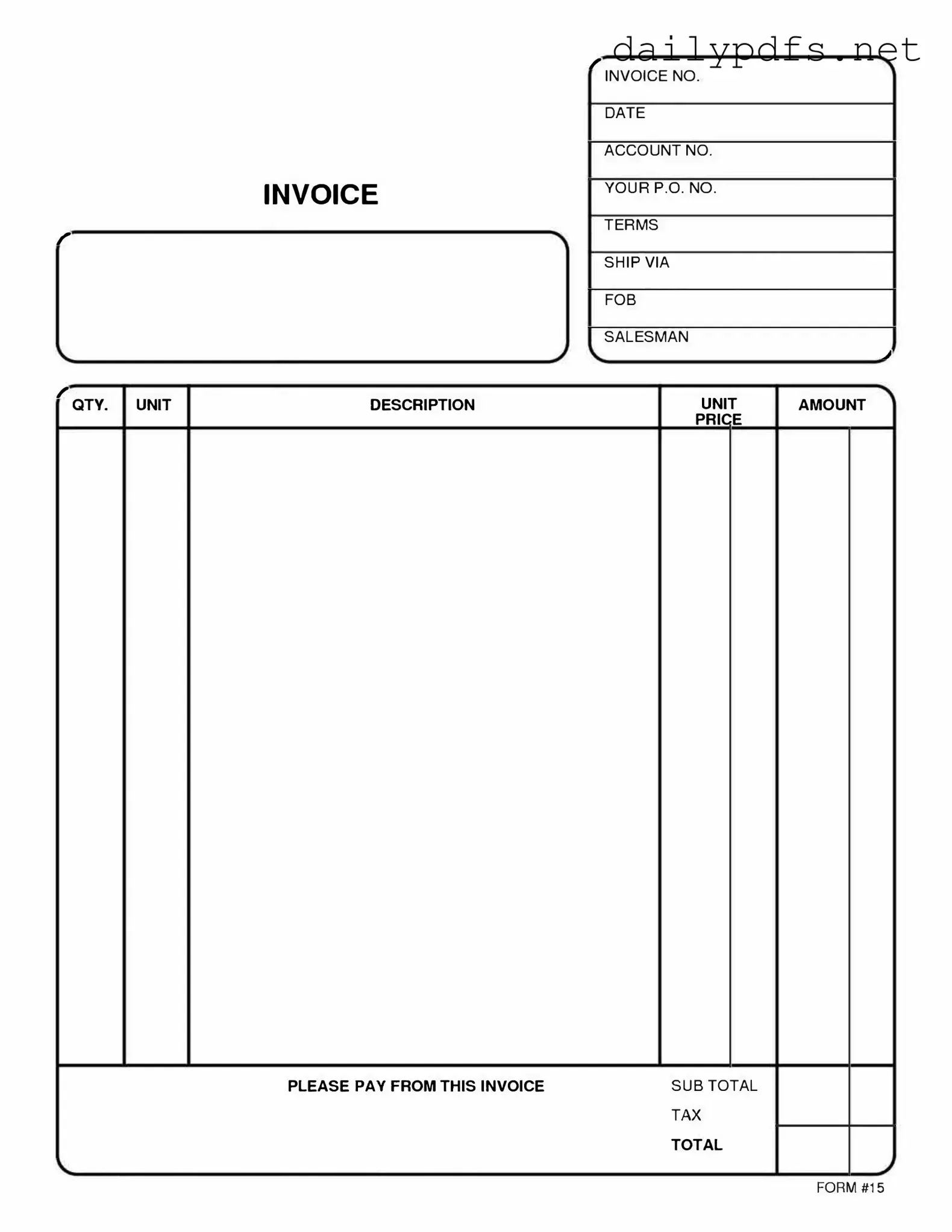Fill Out Your Free And Invoice Pdf Form