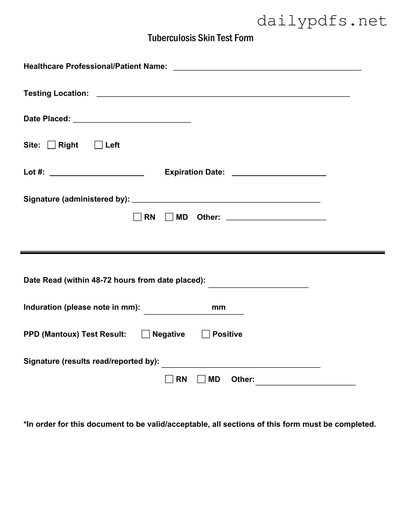 Fill Out Your Tb Test Form