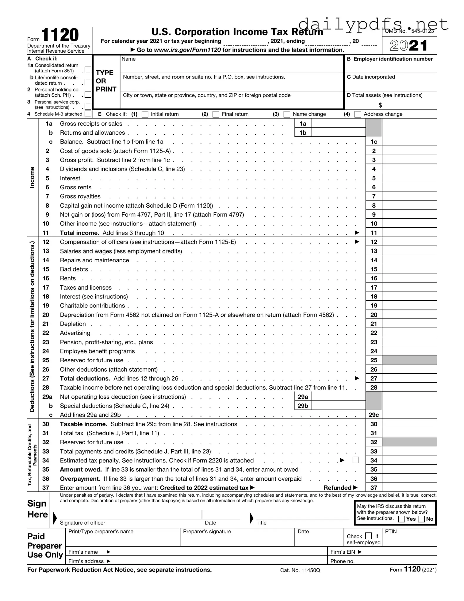 Fill Out Your IRS 1120 Form
